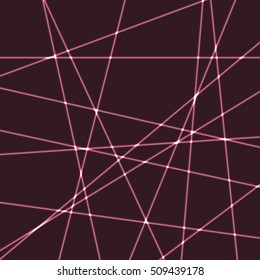 Black background with pink laser rays. Very dark background with pink laser rays