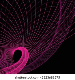 Black background and pink line wave 