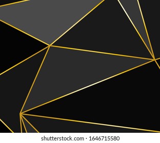 Fondo negro con formas polgonales y dorado