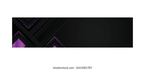 Fundo preto com gradiente roxo cintilante forma geométrica banner e design de tampa