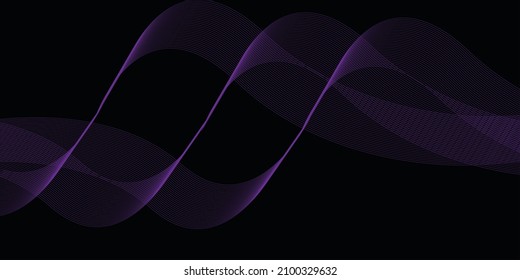 black background with purple wavy lines, vector abstract illustration and dots. ep 10