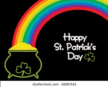 black background with rainbow, pot vector