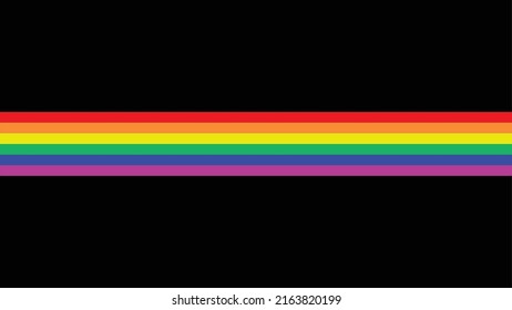 Black background with rainbow stripes at the middle of frame. LGBTQ concept background.
