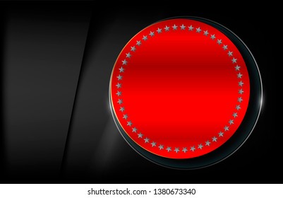 The black Background with red circle with pattern and round glass element