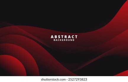 A black background with red curved lines and waves creating an abstract pattern