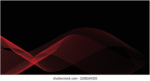 Schwarzer Hintergrund und rote Linienwelle 
