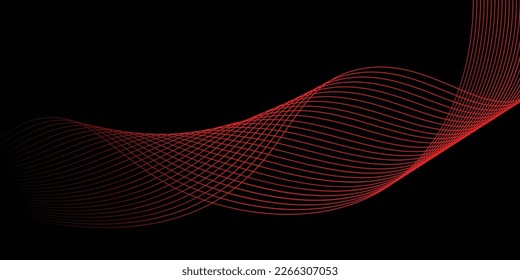 Black background and red line wave 