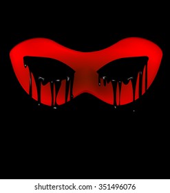 black background and the red mysterious half-mask