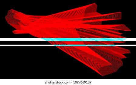 Black background with red shape. Geometric abstraction. Idea for cover, banner, web site. Vector illustration