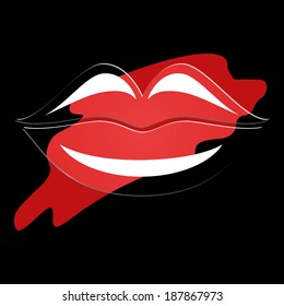 Black background with red stylized lips