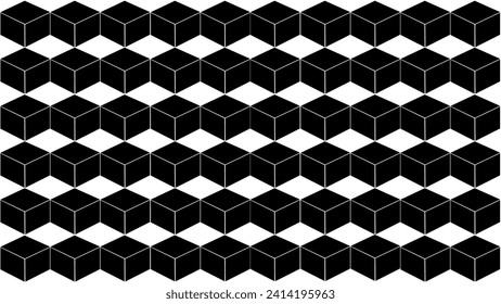 Black background with rhombus and cubes