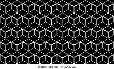 Black background with rhombus and cubes