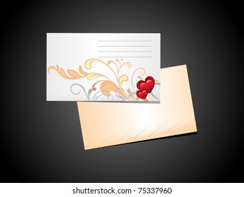 black background with romantic postcard for valentine day