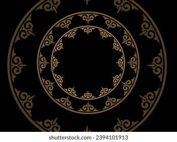 black background with a round deco image in the middle