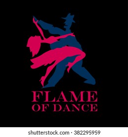 black background salsa poster. couple dancing latin dance vector illustration