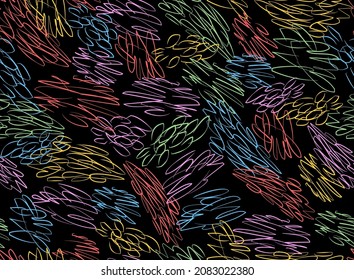 fondo negro Líneas sin soldadura ilustración abstracta del patrón vectorial en estilo de grafiti de color para imprimir en papel tapiz, textil, tela, papel envolvente, así como para el diseño de tarjetas, cubiertas y