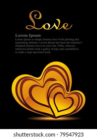 black background with set of romantic hearts