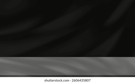 Black Background with shadow,light on wall studio background for product present,Backdrop abstract texture light, shadow leaves on floor,Scene soft gradient sunlight in kitchen room interior