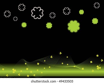 black background with shamrock and curve wave