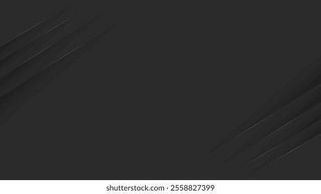 Black  background with shape and line textured. Abstract grey or metallic background. Suit for banner, backdrop, brochure, invitation, card, poster, brochure, presentation, gift card, etc.