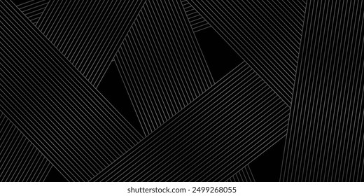 Fondo negro con líneas diagonales brillantes Fondo de pantalla, fondo lineal geométrico abstracto metálico negro y gris.