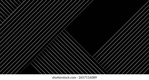 Fondo negro con líneas diagonales brillantes Fondo de pantalla, fondo lineal geométrico abstracto metálico negro y gris.