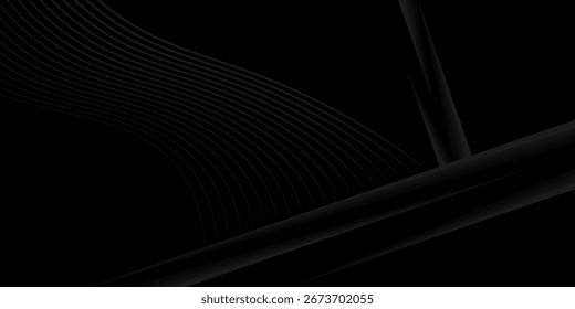 fundo preto com linhas diagonais brilhantes papel de parede. preto e cinza abstrata tecnologia geométrica linear fundo. eps 10 vetor dinâmico tech
