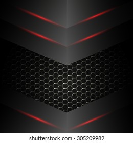 Black background and silver line grey curve with dimension overlap layer on space background for text and message design.