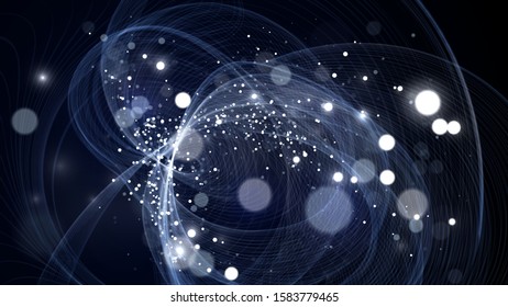 Black background with silver wave, silver dust, sparks, abstract background