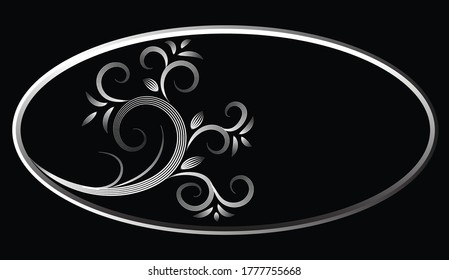 Black background. Silvery patterns in the oval area.