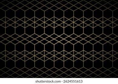 black background with simple abstract golden polygon line surface pattern