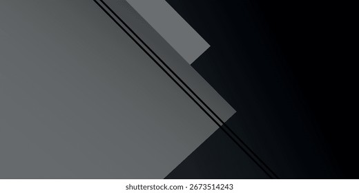 Fondo negro con Formas geométricas simples y elegantes y líneas negras para carteles, folletos, presentaciones, Sitios web y diseños de volantes. Ilustración vectorial