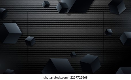 black background small and large cubes