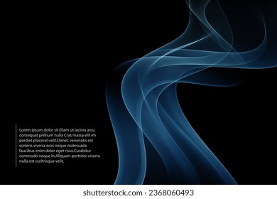 Black background with smooth colored graphic wavy elements. Wave background.