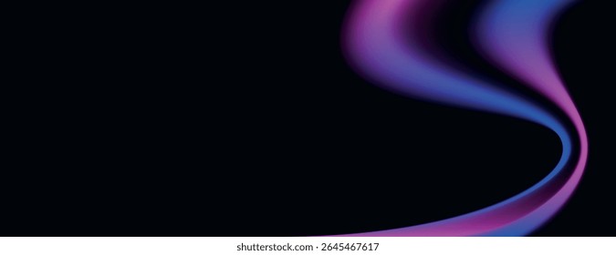 A black background with a smooth, flowing gradient of pink and blue. The background features a sleek, modern style with vibrant pink and blue hues. Minimal abstract wavy gradient vector background