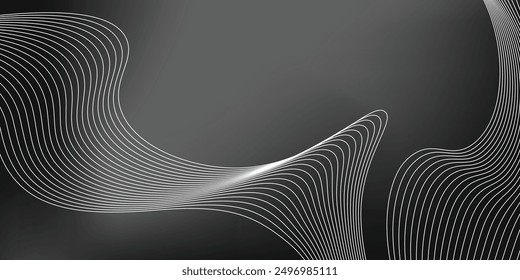 Black background with smooth gradient waves and wavy lines in abstract shapes.