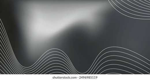 Black background with smooth gradient waves and wavy white lines of abstract shapes.