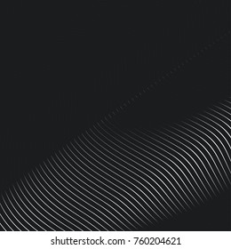 Black background with smooth stripe lines, Abstract black wavy background, Vector