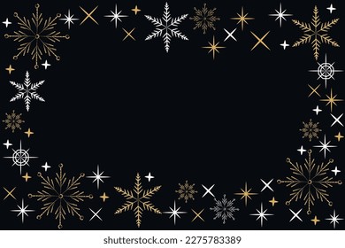 black background with snawflakes. free space for text. Design template Celebration typography poster, banner or greeting card for Happy new year. Vector Illustration. blank for writing text, greetings