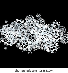 Black background with snowflakes. + EPS10 vector file