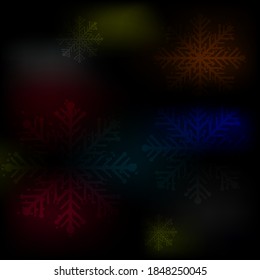 Fondo negro con copos de nieve para el fondo. Copos de nieve por la noche a la luz de las linternas