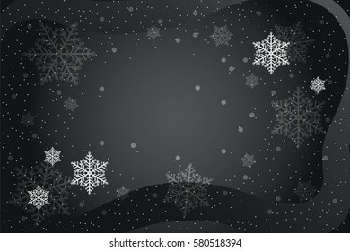 A black background with snowflakes. Vector illustration.