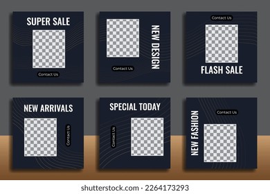 Black background social media post. Great for sales promotion, product marketing, banners, web marketing, internet advertising etc