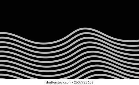 Black background with soft curved silver line flow abstract design