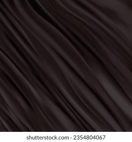 Black background soft wrinkled fabric patrem and surface, Closeup of rippled white silk fabric, cloth background abstract with soft waves, White fabric texture background