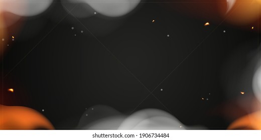 Black background with space for text for design cool banners.Realistic frame made of fire and smoke. Vector illustration.