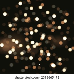 Black background with sparkling orange-yellow bokeh.Vector illustration.