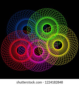 black background with spiral rainbow vector