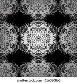 Black background. Black spotted Vector illustration. Beautiful pattern with abstract flowers. Background.