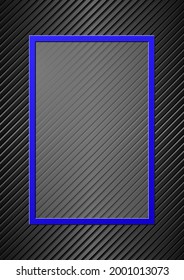 black background with stripe pattern and blue frame